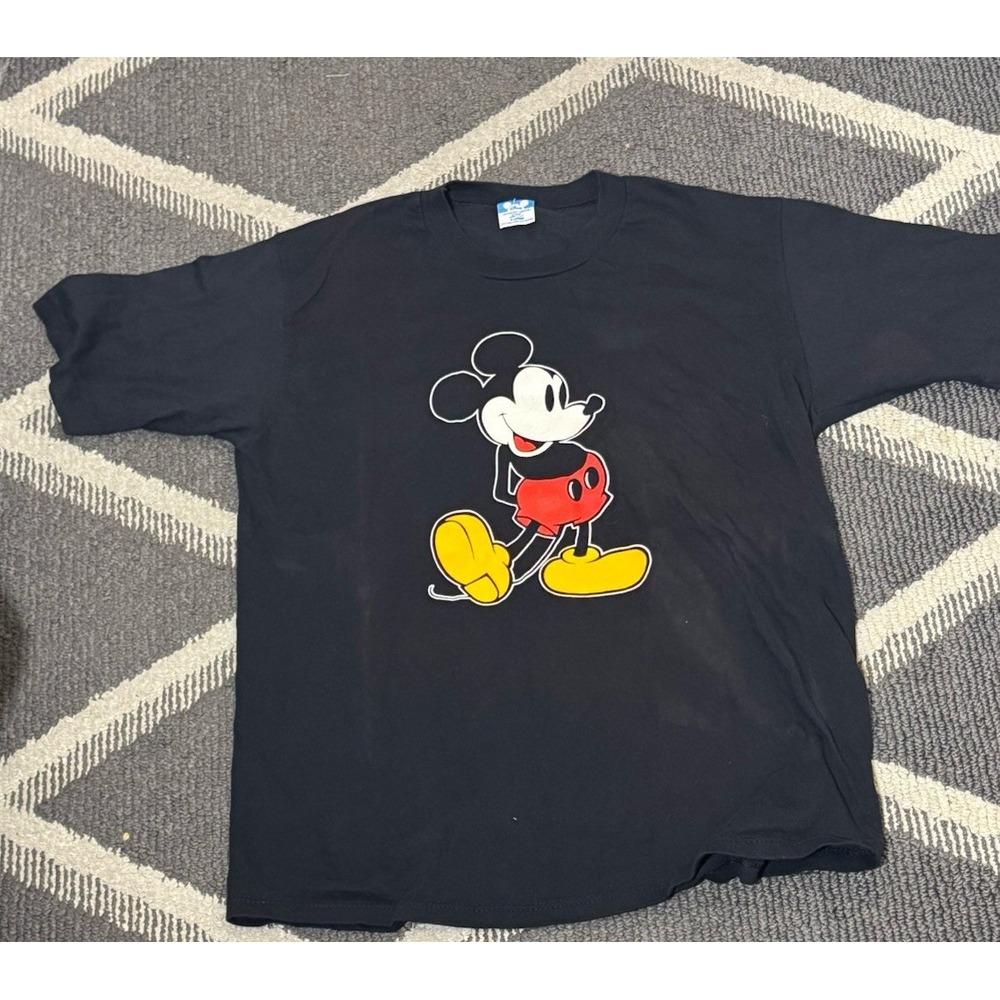 VTG 1980's Disney Mickey Mouse T-Shirt Black Mens XL Single Stitched Made In USA